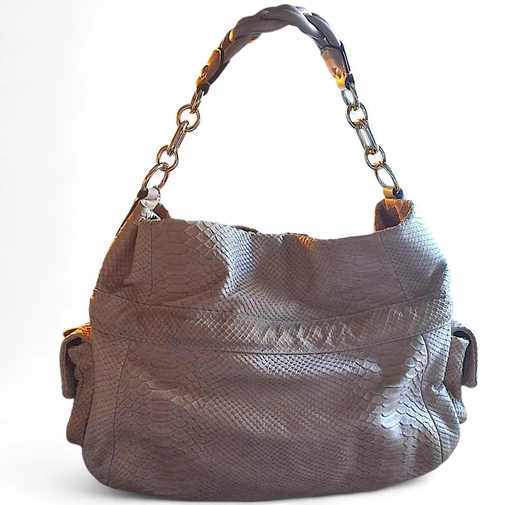 Coach Kristin Python Embossed Leather Drawstring Shoulder Bag 14773